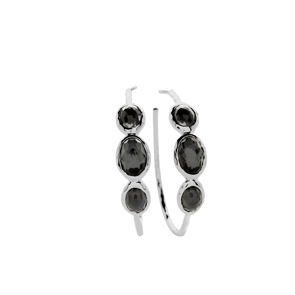 IPPOLITA Rock Candy 3-Stone Hoop Earrings in Sterling Silver